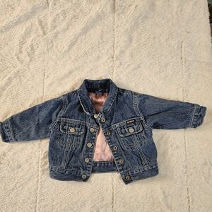 OSHKOSH B'GOSH DENIM JEAN JACKET WITH PINK LINER 12M TODDLER GIRL BABY COAT